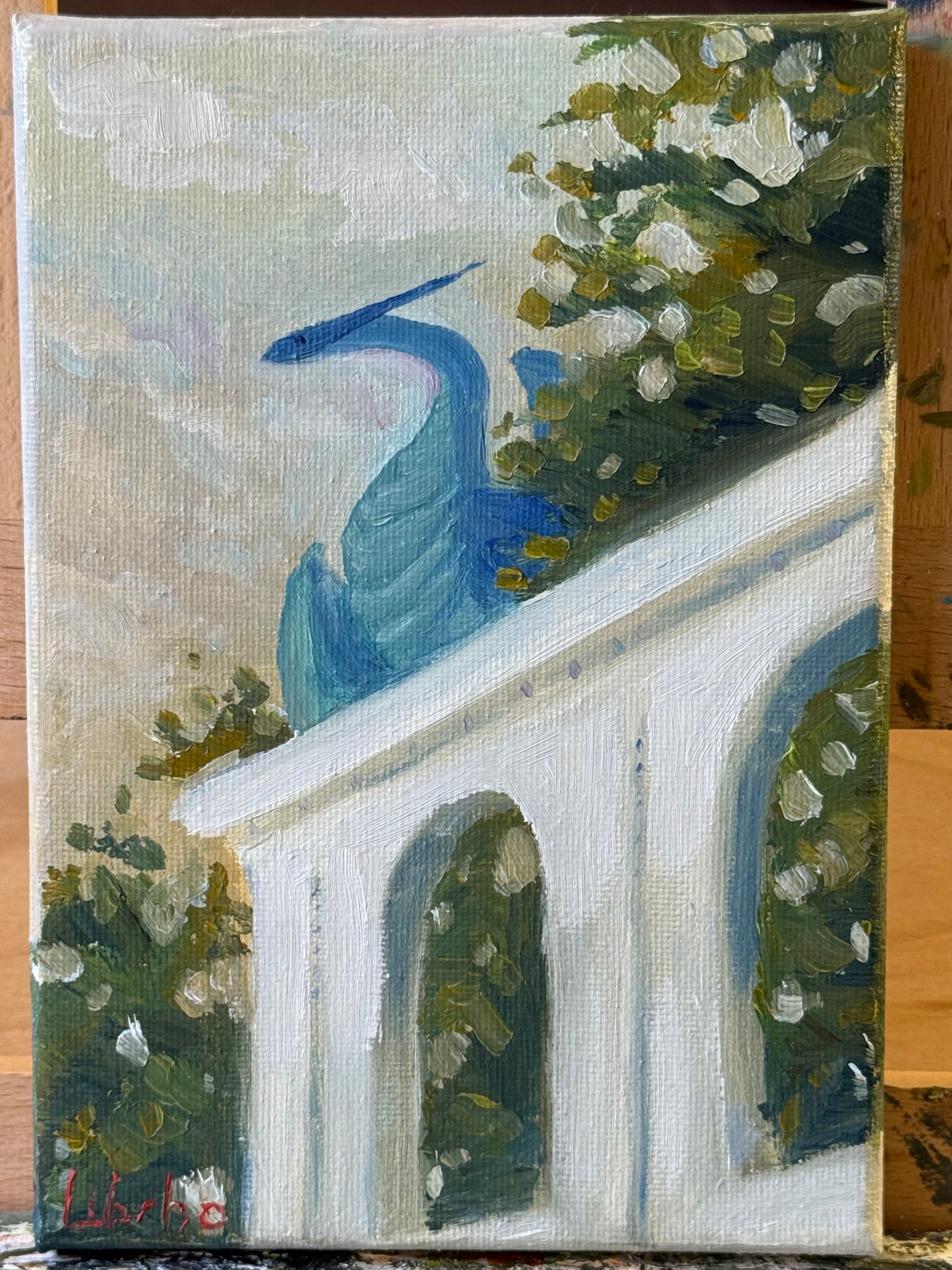 “Archway Perch”, 5x7” Oil Original