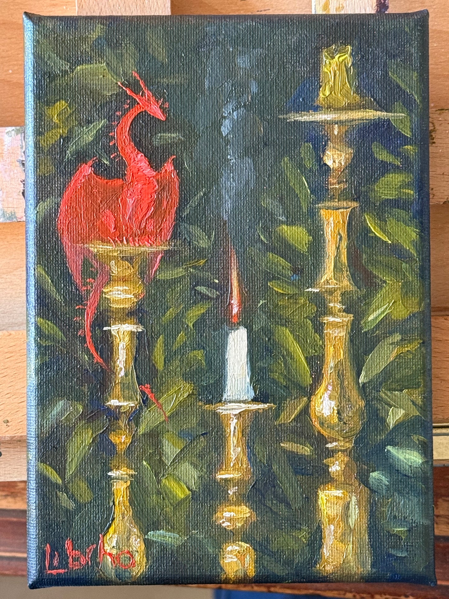 “Candle Collector”, 5x7” oil original