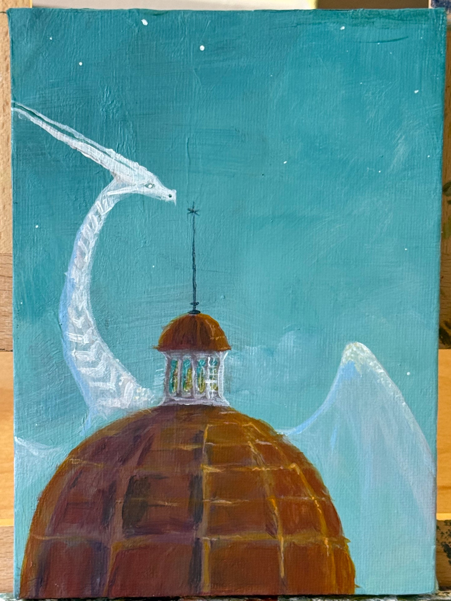“Spire Guardian”, 5x7” Acrylic Original