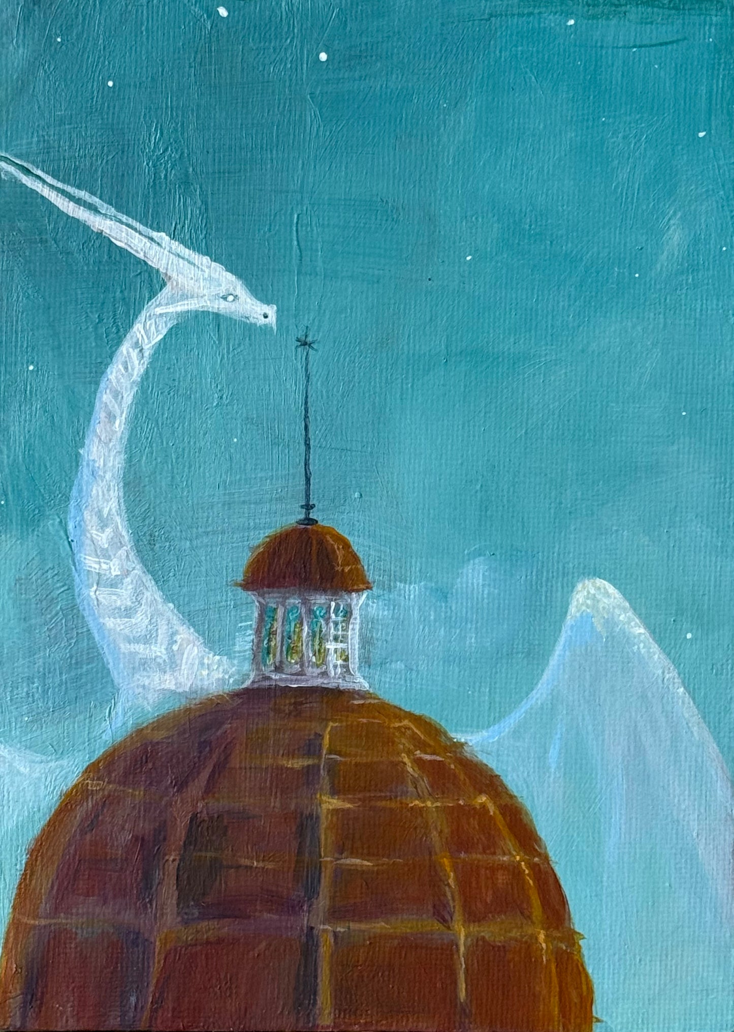 “Spire Guardian”, 5x7” Acrylic Original