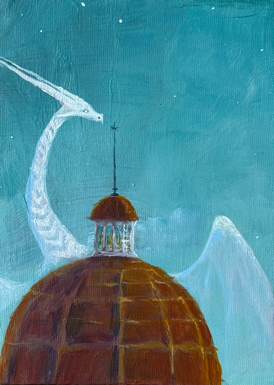 “Spire Guardian”, 5x7” Acrylic Original