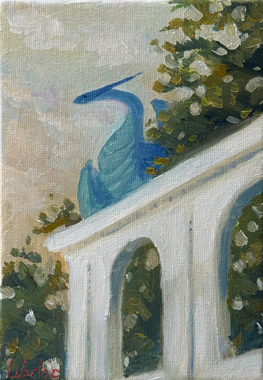 “Archway Perch”, 5x7” Oil Original