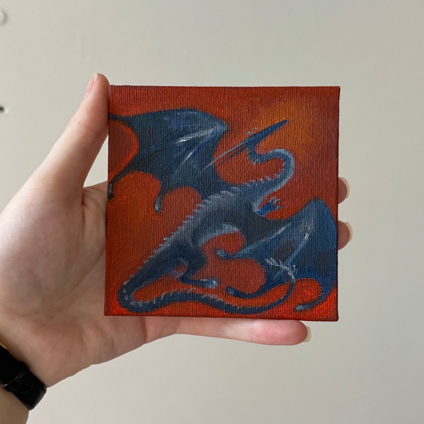 “Tile Blue”, original 4x4” oil painting