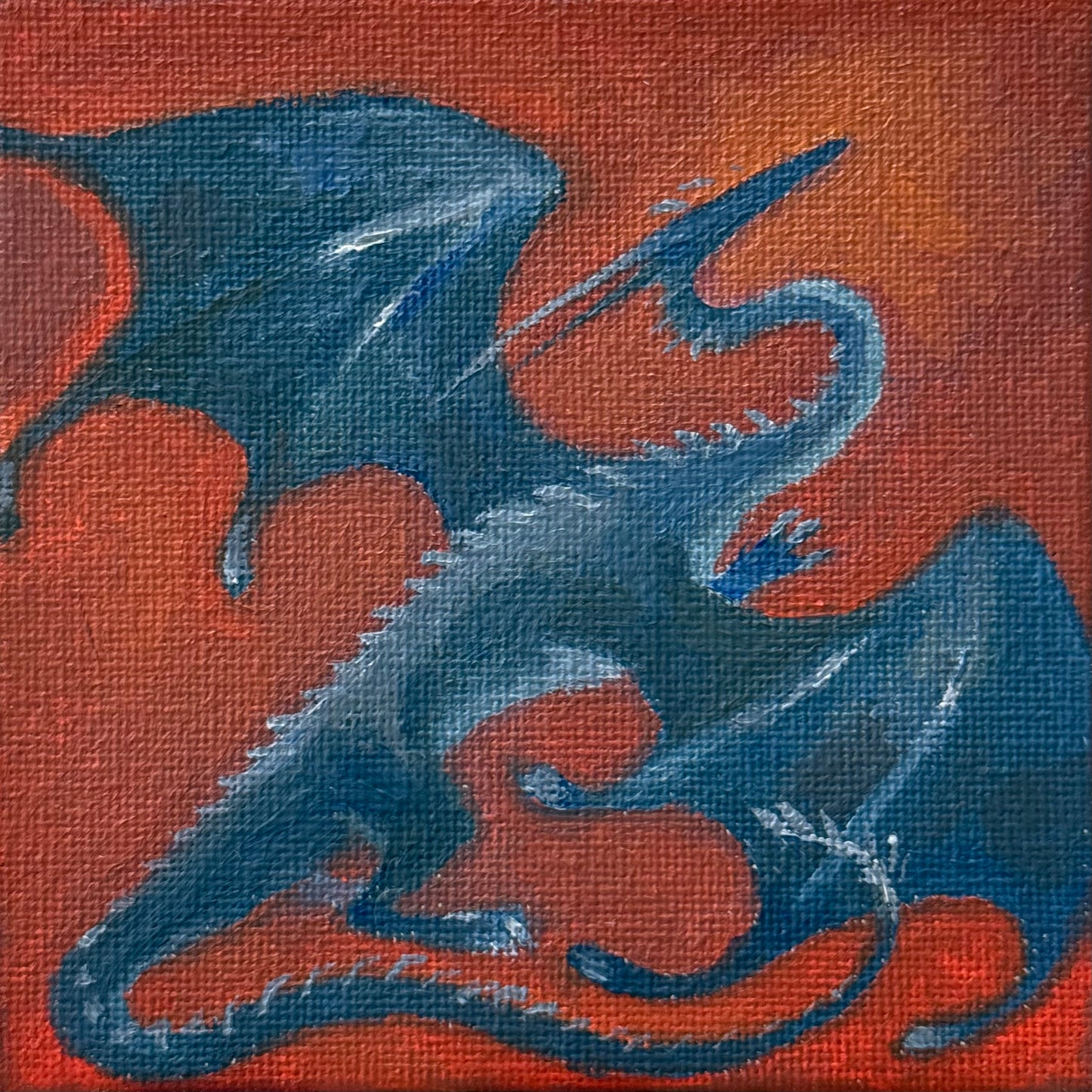 “Tile Blue”, original 4x4” oil painting