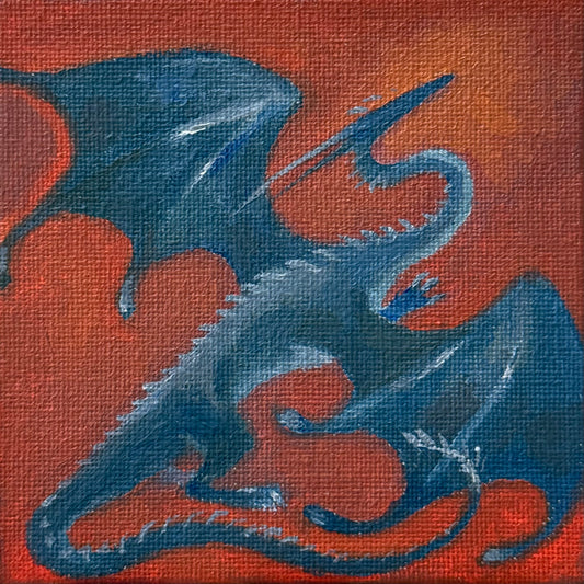 “Tile Blue”, original 4x4” oil painting