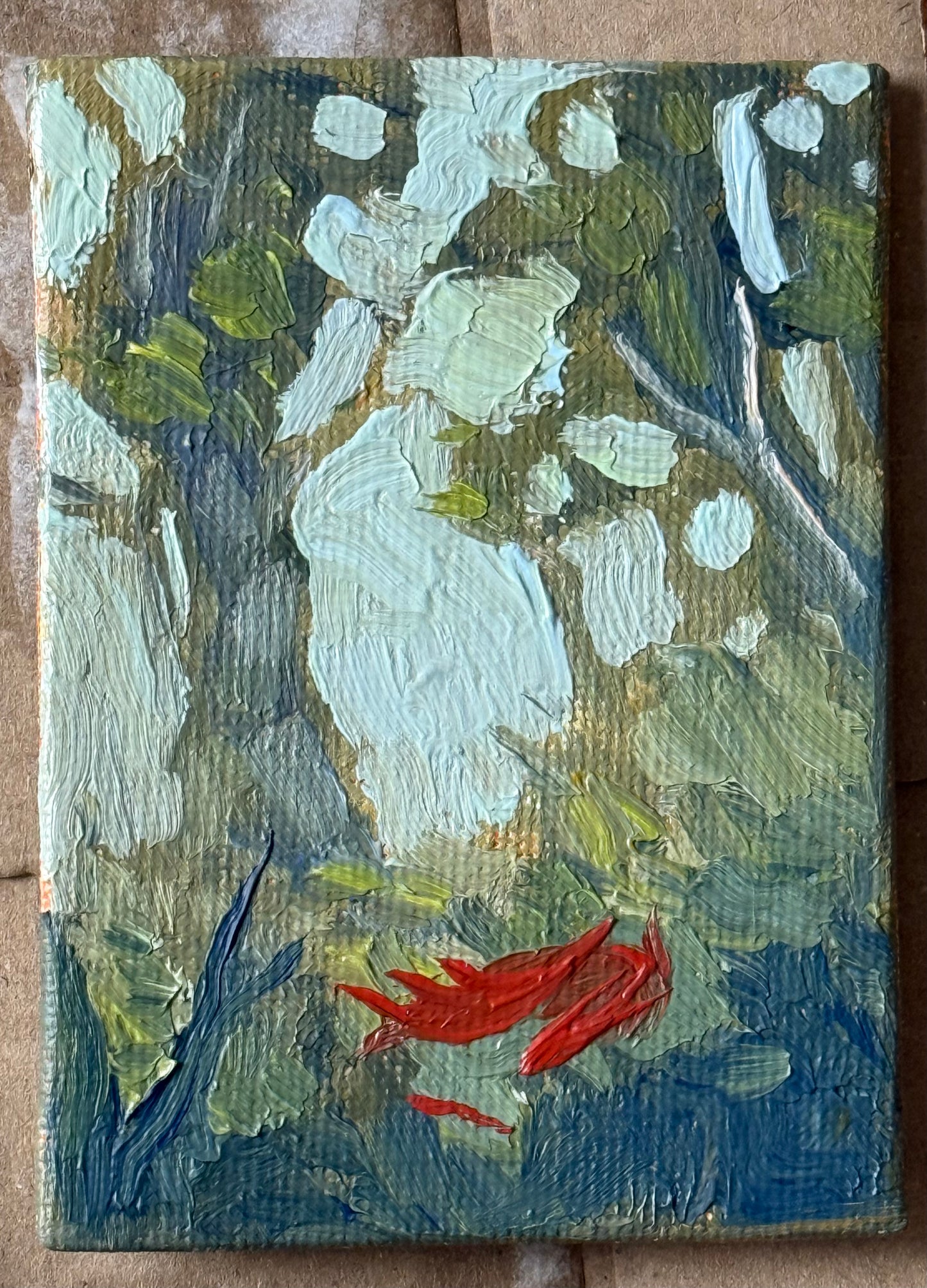 “Treeline Napper” FRAMED 2.5x3.5” oil original