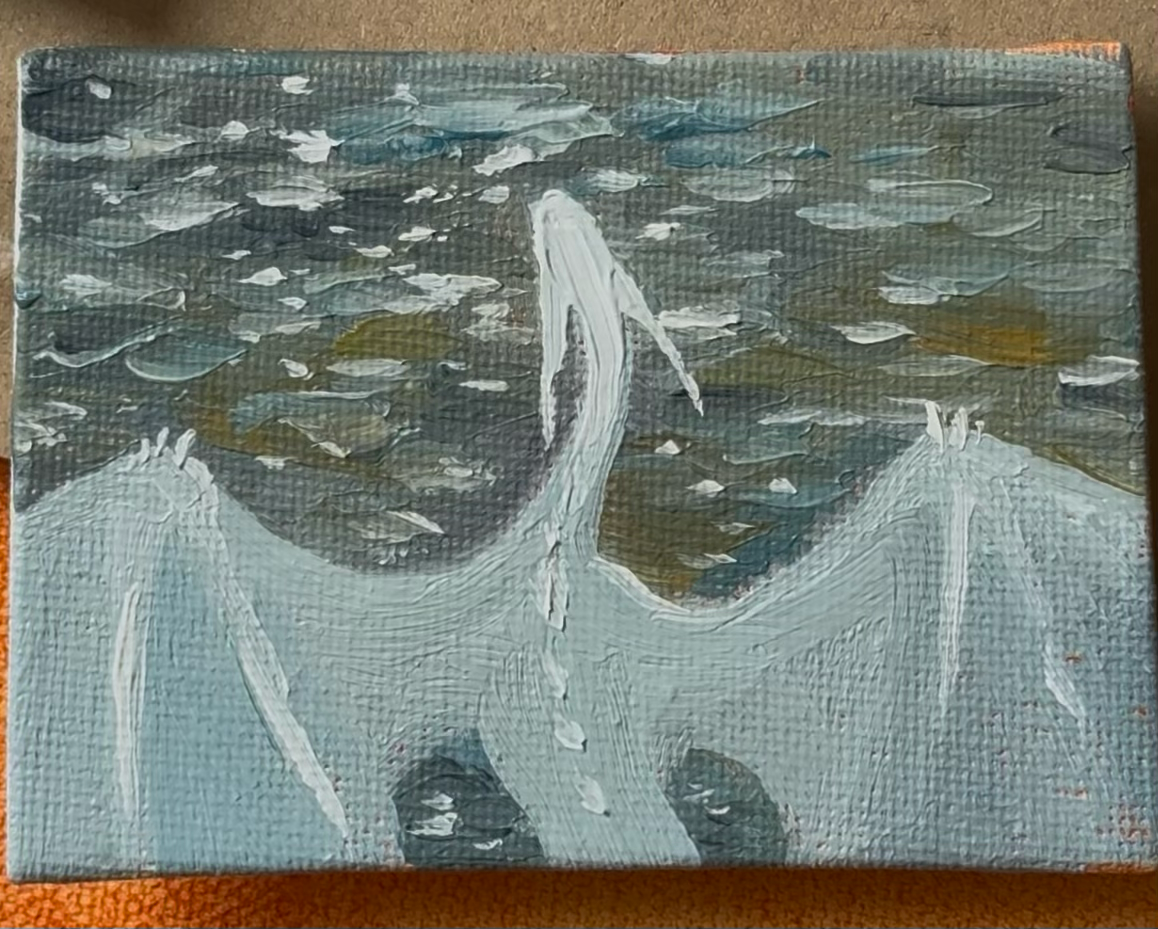 “Ocean Crossing” FRAMED 2.5x3.5” oil original
