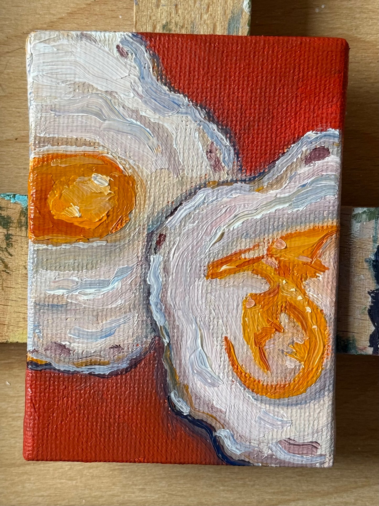 “Mini Eggs” 2.5x3.5” oil original