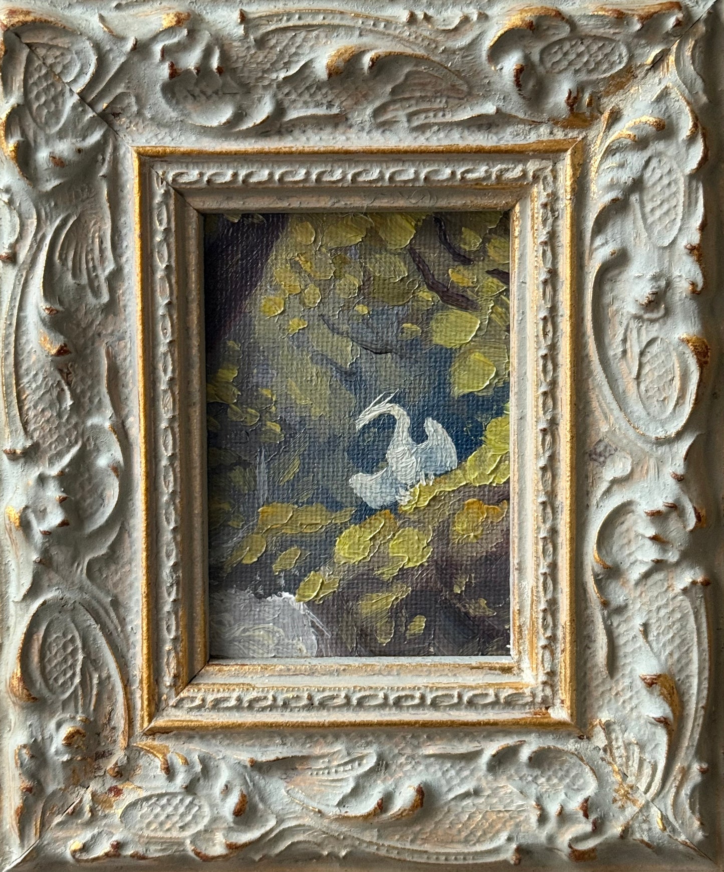 “Mossy Ledge” FRAMED 2.5x3.5” oil original