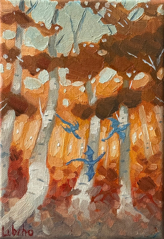 “Blue Trio”, 5x7” oil original