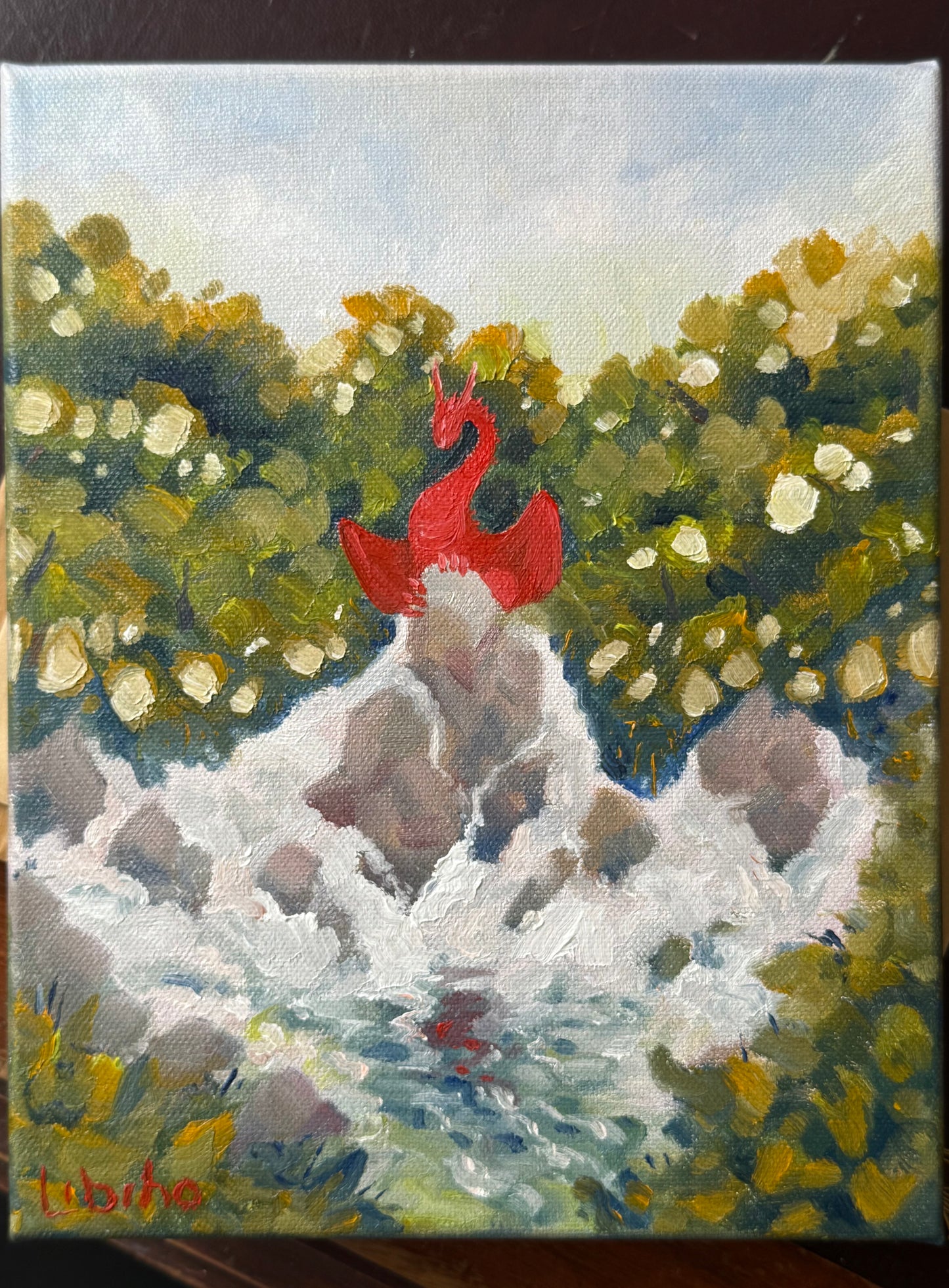 “Crimson Perch”, 8x10” oil original