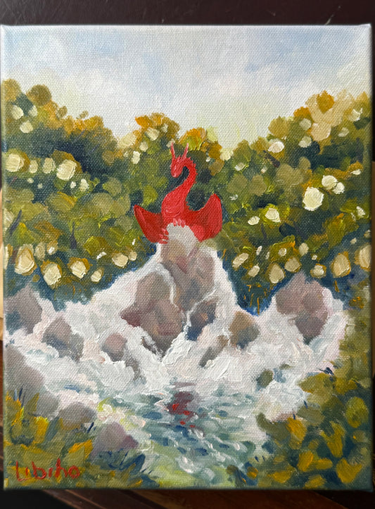 “Crimson Perch”, 8x10” oil original