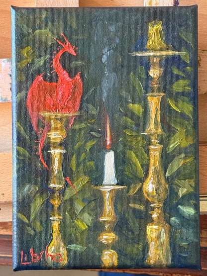“Candle Collector”, 5x7” oil original
