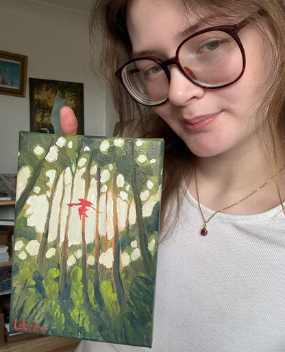 “Little Ruby”, 5x7” oil original