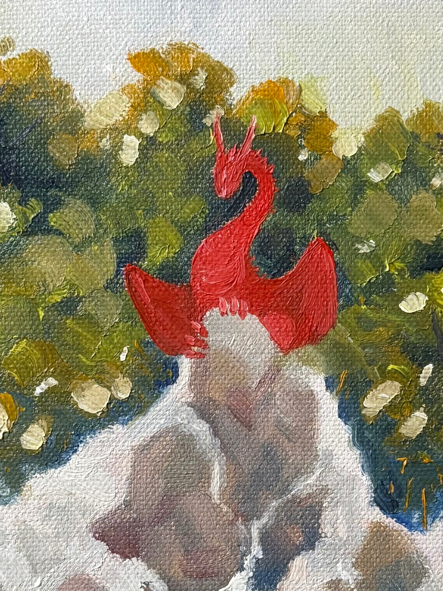 “Crimson Perch”, 8x10” oil original