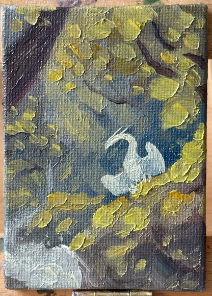 “Mossy Ledge” FRAMED 2.5x3.5” oil original