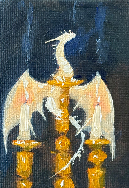 “Candle Keeper” FRAMED 2.5x3.5” oil original
