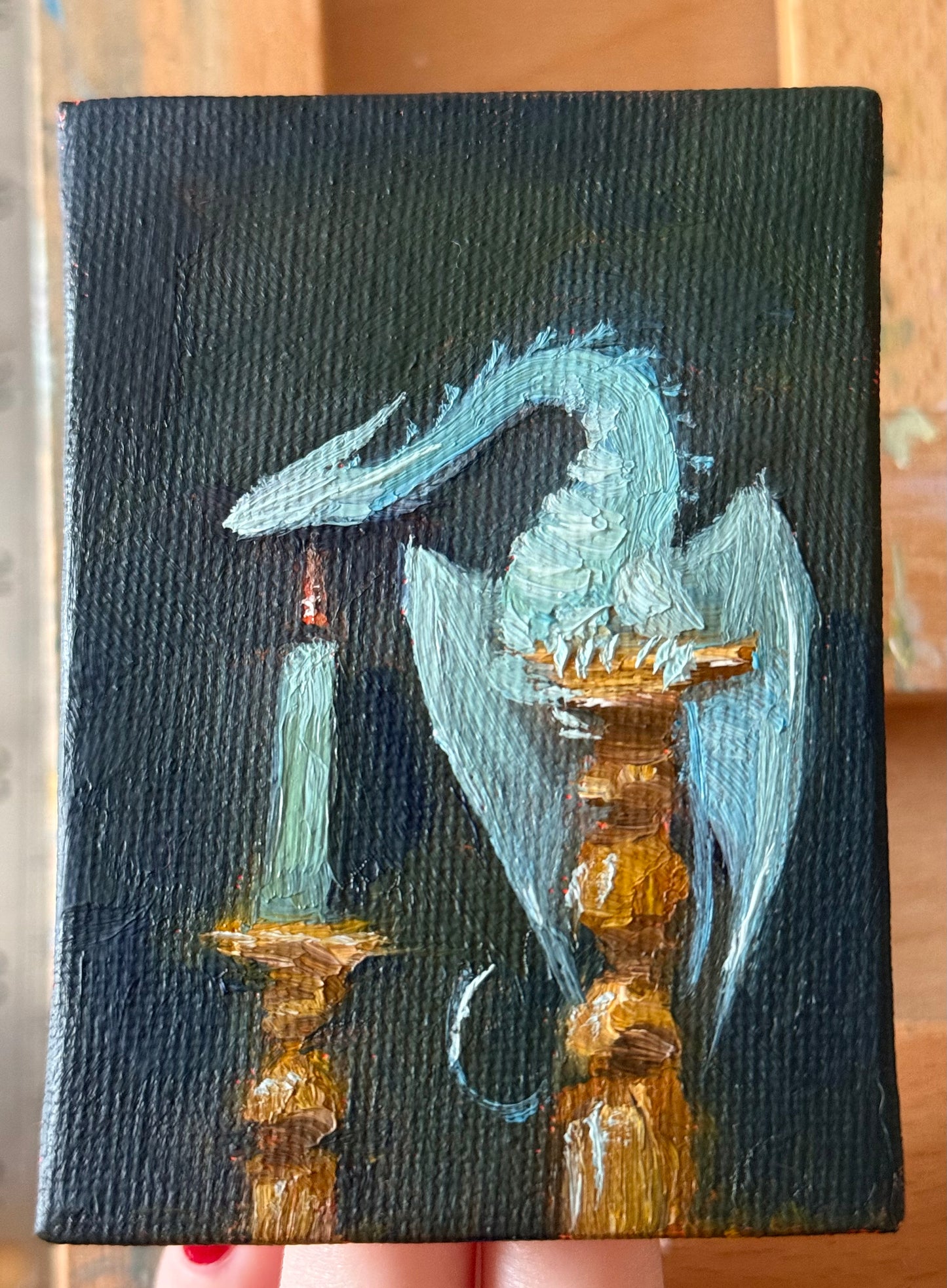 “Blue Flame” FRAMED 2.5x3.5” oil original