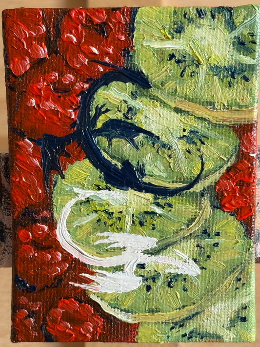 “Kiwi Nappers” 2.5x3.5” oil original