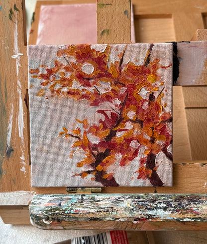 “Autumn’s Camo”, 4x4” oil original