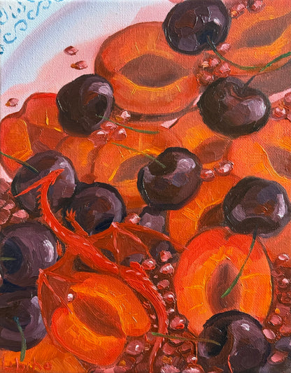 “Cherry Nectarines”, 8x10” oil original