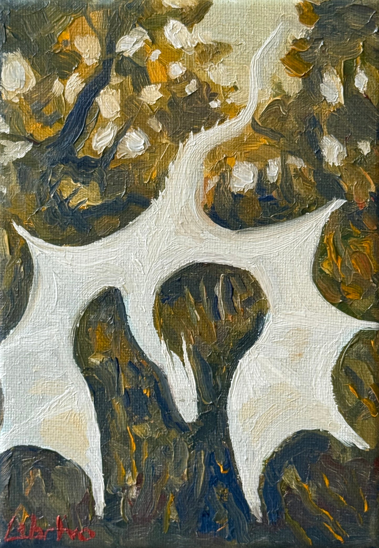 “Chasing Thistle”, 5x7” oil original