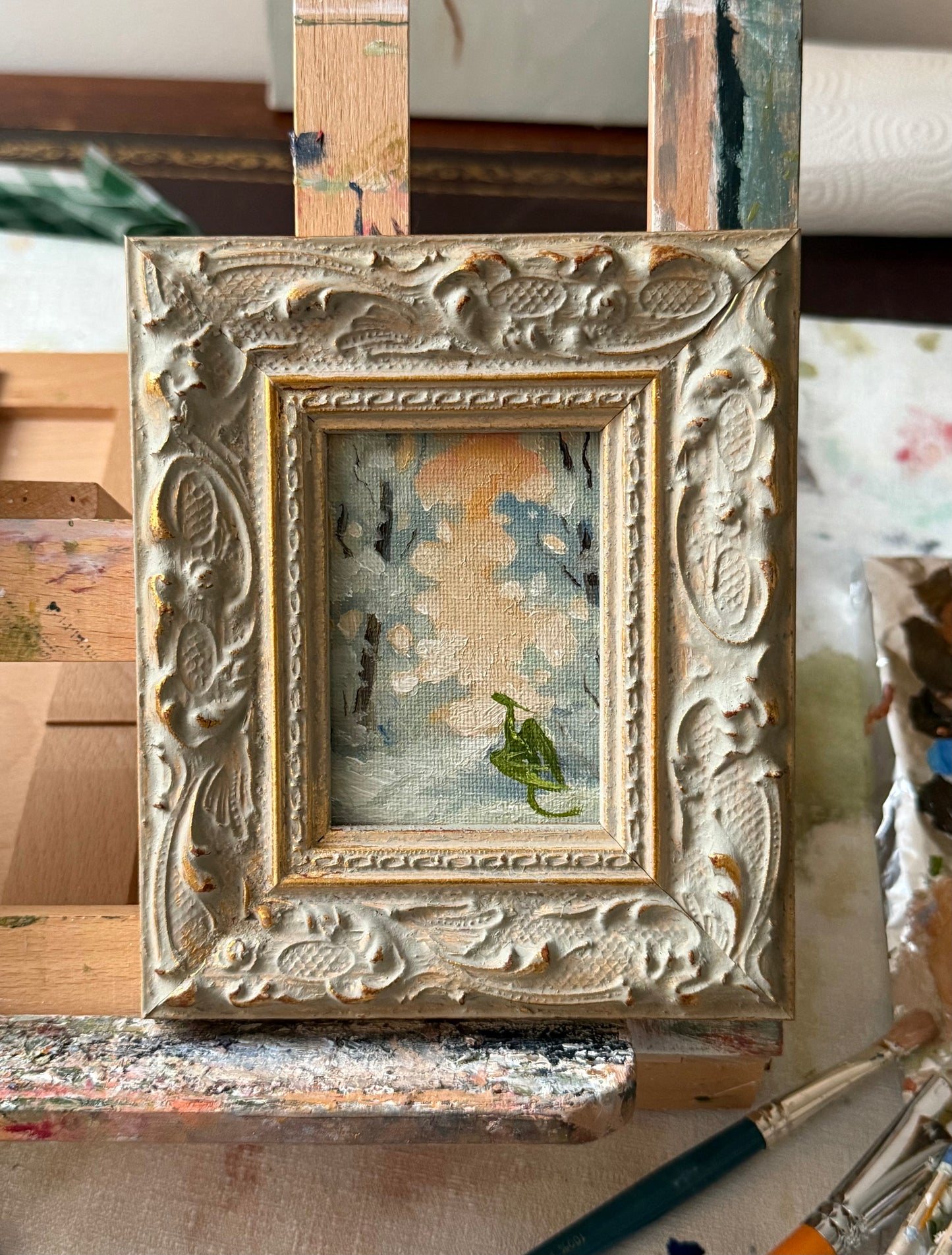 “Setting Snow”, FRAMED 2.5x3.5” oil original