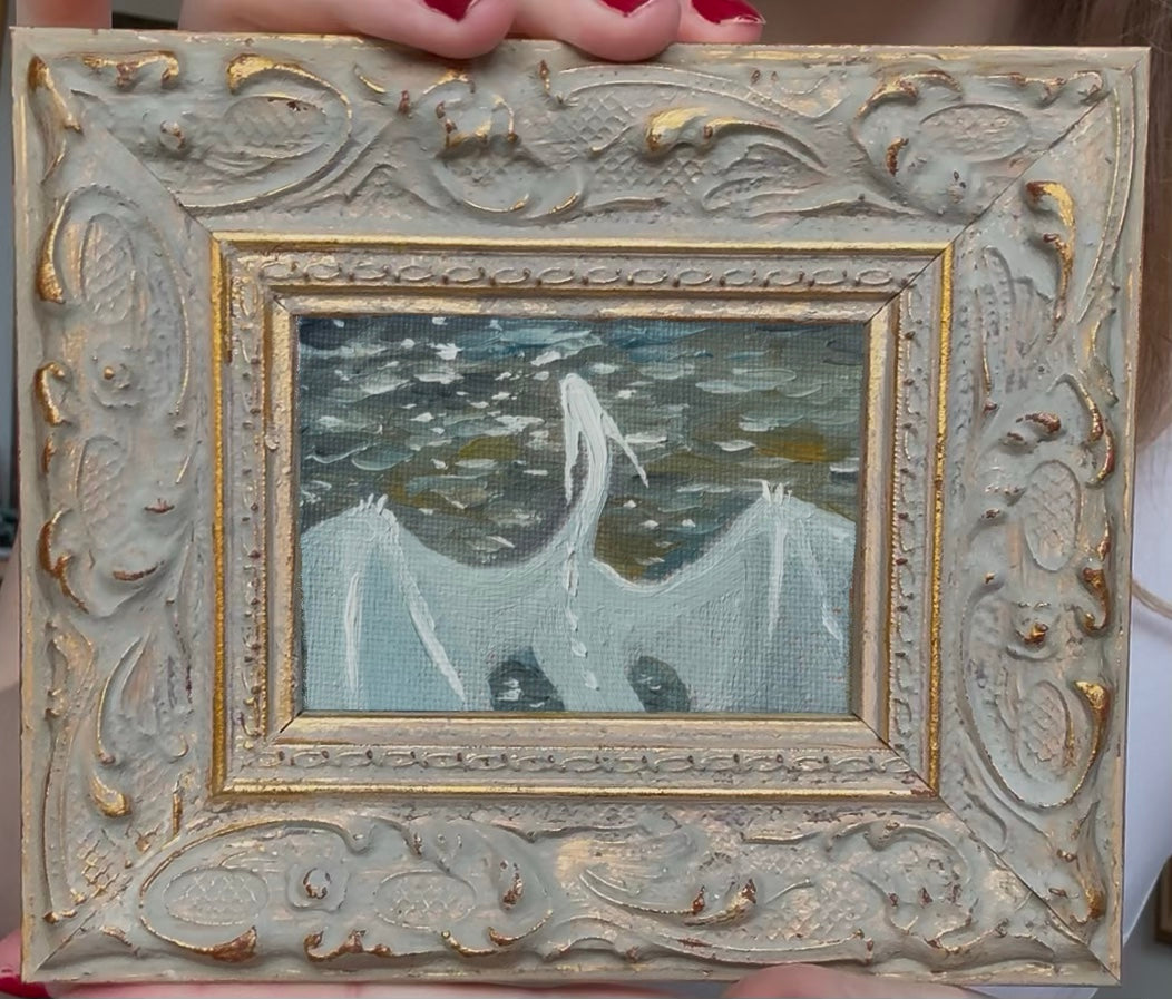 “Ocean Crossing” FRAMED 2.5x3.5” oil original