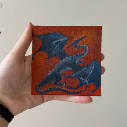 “Tile Blue”, original 4x4” oil painting