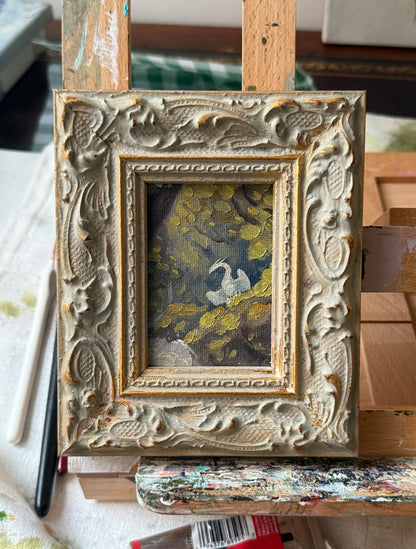 “Mossy Ledge” FRAMED 2.5x3.5” oil original