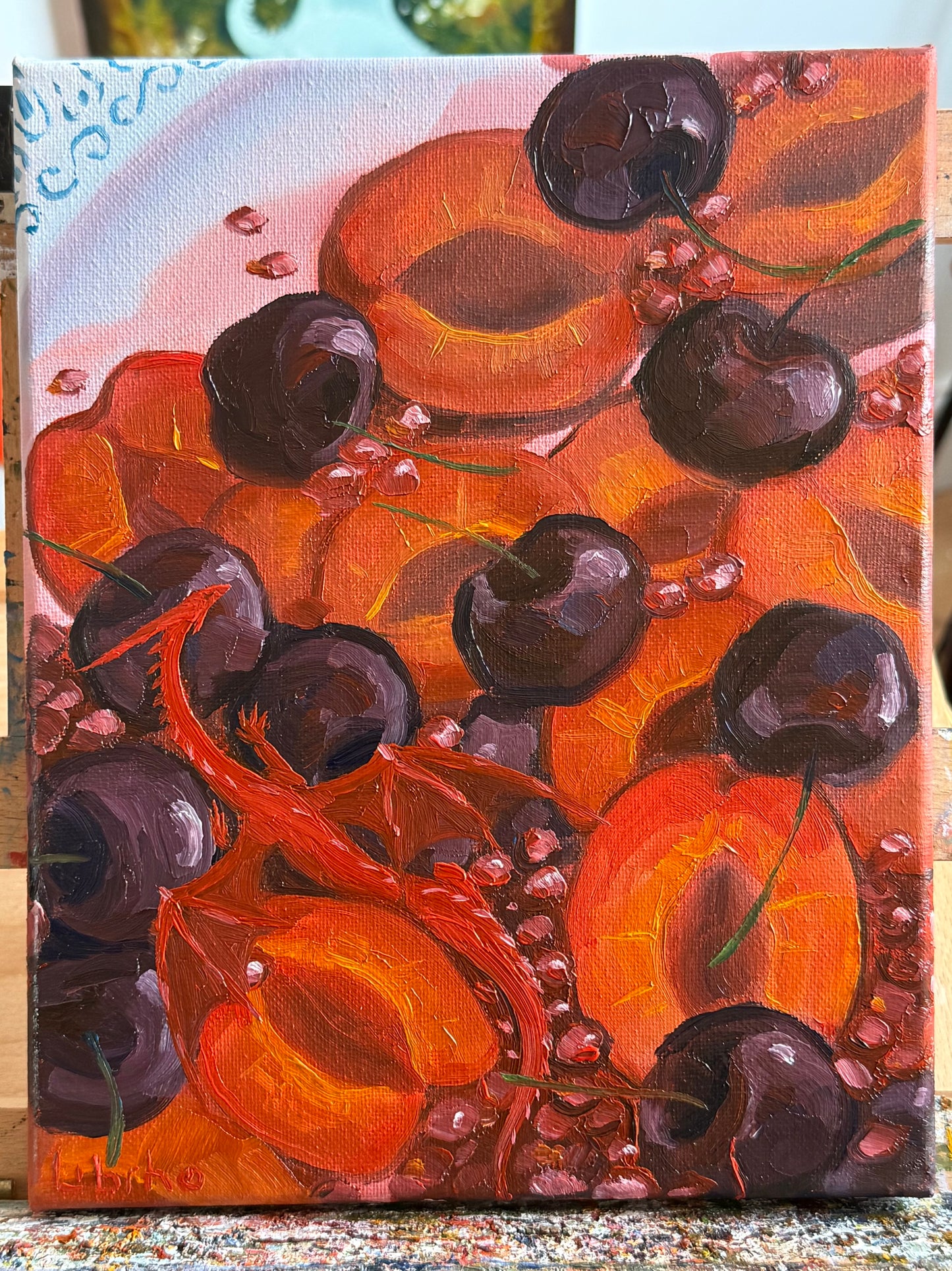 “Cherry Nectarines”, 8x10” oil original