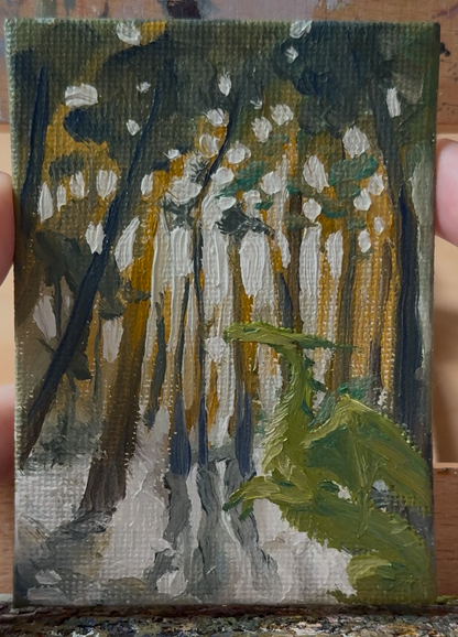 “Sunlight Watcher” FRAMED 2.5x3.5” oil original