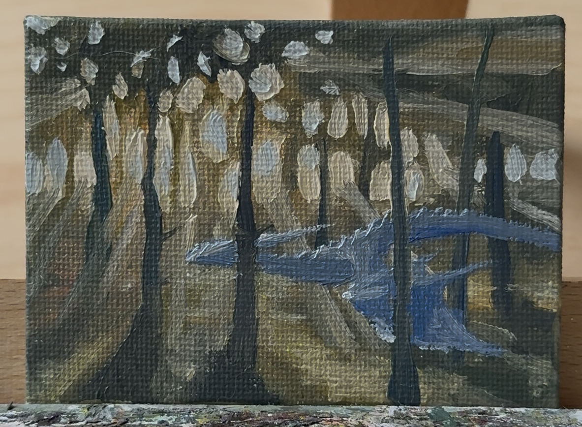 “Forest Weaver” FRAMED 2.5x3.5” oil original