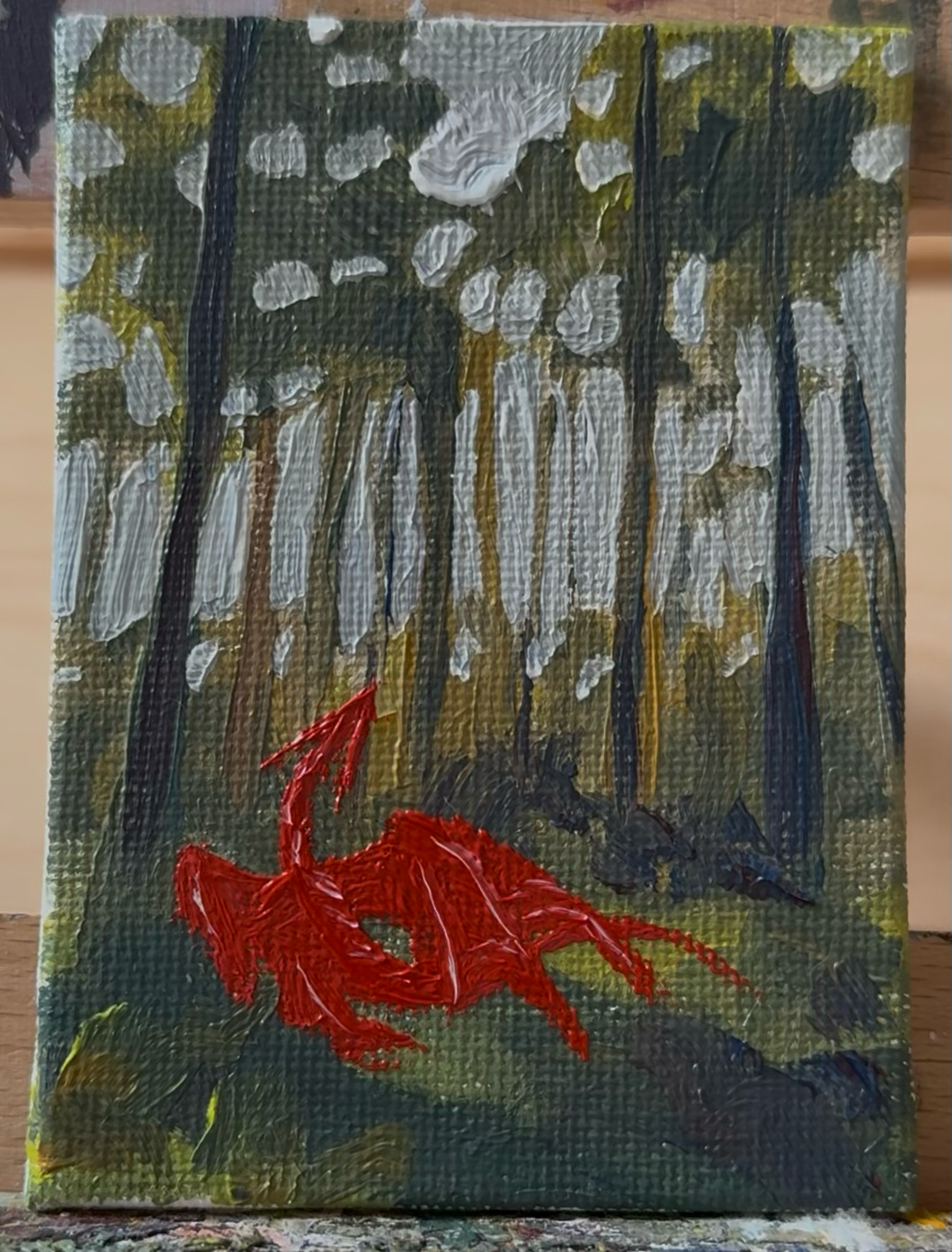 “Canopy Curiosity” FRAMED 2.5x3.5” oil original