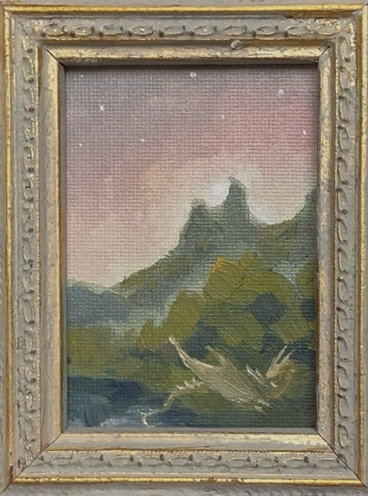 “Morning Pink” FRAMED 2.5x3.5” oil original