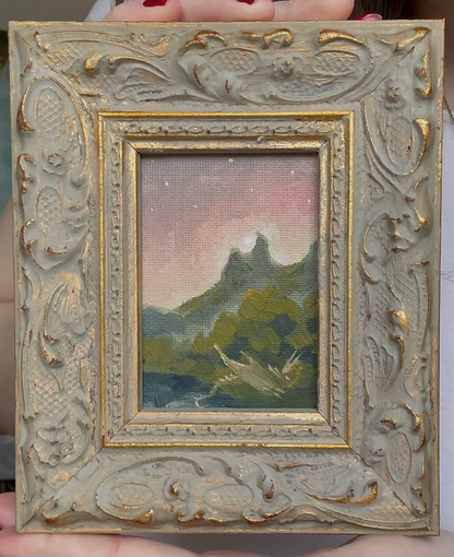 “Morning Pink” FRAMED 2.5x3.5” oil original