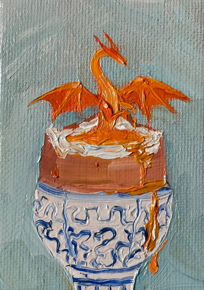 “Dippy Dragon” 2.5x3.5” oil original