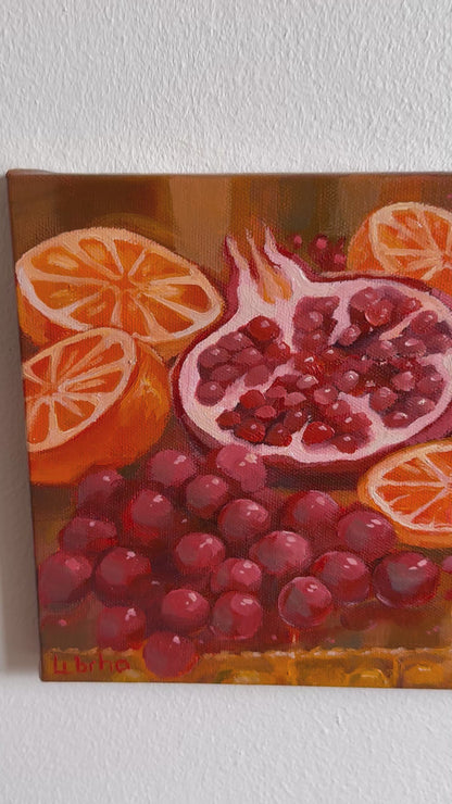 “Fruits with a Friend (Felicia)”, 7.9x15.75” oil original